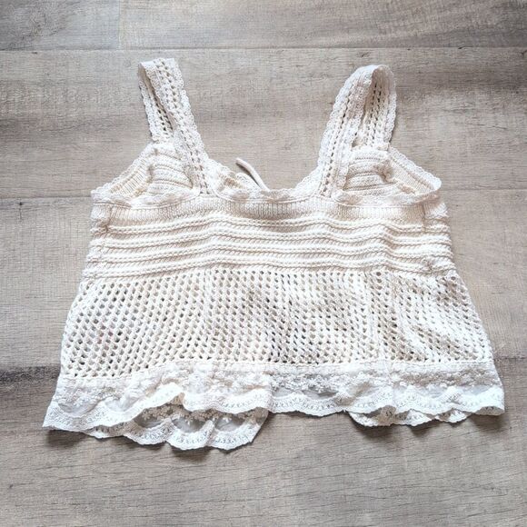 Rita Ora Primark Knit Crochet Sleeveless Tank Top Vest Cream Beige Size Small S - Picture 6 of 6